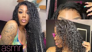 Lace Cutting amp Water Spraying  Waterwave Hair for Summer  ft Junoda Install amp Review [upl. by Assirialc]