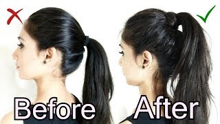 Volumized Ponytail Hairstyle For Medium Hair  The perfect high Ponytail For School College amp Work [upl. by Jeremy]