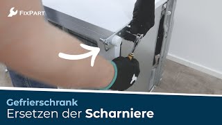 Wie tauscht man die Scharniere eines Gefrierschranks aus  FixPart [upl. by Nerret865]