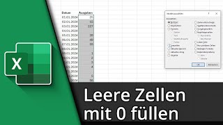 Excel leere Zellen mit 0 füllen ✅ Tutorial [upl. by Premer]