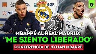 PRIMERA CONFERENCIA de MBAPPÉ como JUGADOR de REAL MADRID quotAGRADECIDO con FLORENTINO PÉREZquot  Depor [upl. by Randy]