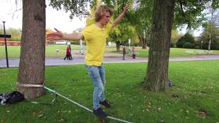 Slackline Leren Staan en Lopen beginners [upl. by Eibba212]