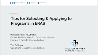 Tips for Selecting amp Applying to Programs in ERAS [upl. by Aissac]