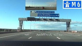 Driving in the UK  M6 Motorway  J20 to J21a  Front View with Rearview Mirror [upl. by Nayllij]