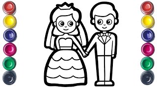 Wedding Picture Drawing Painting and Coloring for Children  Lets Learn How to Draw Easy [upl. by Carie]