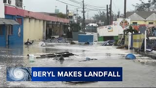 Hurricane Beryl makes landfall on Grenadas Carriacou Island as lifethreatening Category 4 storm [upl. by Nolek283]