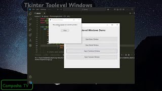 Tkinter 13 Toplevel Windows [upl. by Halas108]