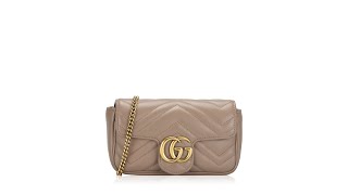 Gucci GG Marmont Matelasse Super Mini Flap Shoulder Bag Porcelain Rose [upl. by Ordnassela]