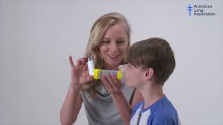 How to Use a MeteredDose Inhaler with a Valved Holding Chamber Spacer and Mask [upl. by Eixam]