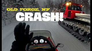 Snowmobiling in Old Forge  CRASH [upl. by Abbot]