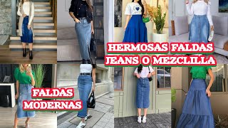 HERMOSAS FALDAS MODERNAS JEAN O MEZCLILLA [upl. by Asoramla]