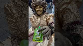 Just a warheads for super sour Gold Lady goldstatue busking warheads supersour shorts viral [upl. by Nicolis622]