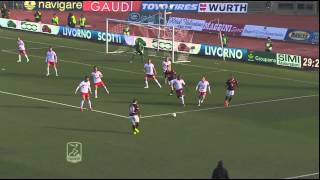 Serie B 201415  25ª giornata LivornoBari 52 Gli highlights [upl. by Eerazed]