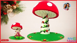 🔴Cómo Hacer Lámpara HONGO NAVIDEÑO paso a paso🍄 Arte en Tus Manos [upl. by Lucia]