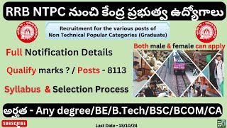 RRB NTPC Full Notification  RRB NTPC Recruitment 2024  RRB NTPC Application Process  jobs [upl. by Ylhsa]