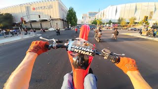 RIDEOUT through the CITY w DIRTBIKES  CRF150RB [upl. by Akamahs715]