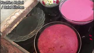 Krepa Pallaqinka të kuqe recetë nga Kuzhina Hallall 🇦🇱 🇺🇸 How to make red crepes  Halal Kitchen [upl. by Igor]