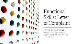 Functional Skills How to Write a Letter of Complaint [upl. by Alrich]