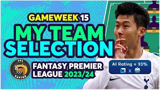 FPL GAMEWEEK 15 TEAM SELECTION  BIG GREEN ARROW  Fantasy Premier League Tips 202324 [upl. by Yesnyl]