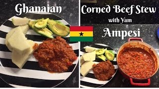 How to make Ghanaian Corned Beef Stew with yam  Ampesi  Rice [upl. by Vanhomrigh]