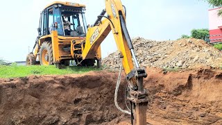 JCB3DX Xtra Water Dank Foundation Breaker Rock Breaking Work Jcb video [upl. by Vipul]