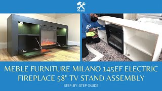 Meble Furniture MILANO 145EF Fireplace 58quot TV Stand Assembly Earle TV Stand up to 65quot w Fireplace [upl. by Hach]