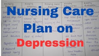 Nursing care plan on Depression mental health nursing Bsc nursing GNMMSc nursing nursingsecrets [upl. by Ellinad]