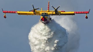 SEVEN Canadair CL415 water bombers Firefighting in lAquila Italy  Italian Vigili del Fuoco [upl. by Endres]