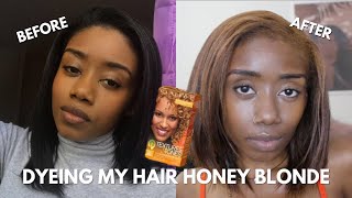 DIY dyeing my natural hair honey blonde 😮 using Clairol Textures and tones [upl. by Barnabe]