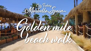 Golden mile beach walk  Marbella Spain [upl. by Kenn668]