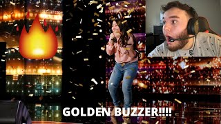 Golden Buzzer 10YearOld Roberta Battaglia Sings Lady Gagas quotShallowquot  So good REACTION [upl. by Denby]