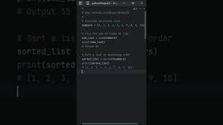 Python  How to Sum Sort and Reverse the python list  coding python pythonprogramming shorts [upl. by Berkeley]