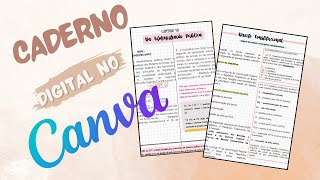 Como criar um caderno digital no Canva  Resumos [upl. by Ainad]