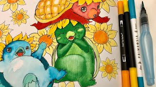 How I Color with Brush Tip Waterbased Markers [upl. by Rayle582]