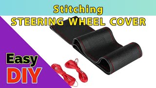 STITCHING Car Steering Wheel Covers  Easy DIY Leather Steering Wheel Cover [upl. by Marnie290]