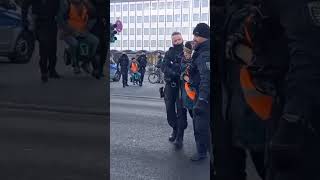 Bizarre moment Just Stop Oil protester sat on toy tractor is lifted by police 🚜 [upl. by Castera]