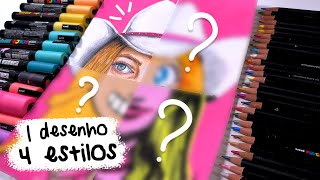 UM DESENHO PORÉM 4 ESTILOS DIFERENTES  BARBIE O FILME [upl. by Ahsim]