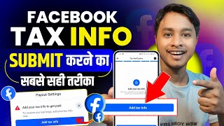 Facebook Tax Information Kaise Bhare  Facebook Tax Info  Add Your Tax Info to Get Paid Facebook [upl. by Begga737]