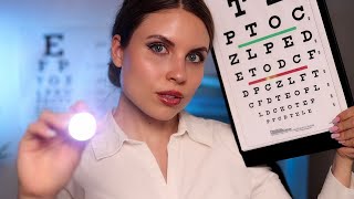 ASMR Eye Exam Vision Tests Color Blindness Check Optic Nerve Testing Lenses  Soft Spoken [upl. by Erdna]