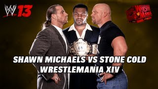 WWE13  Shawn Michaels vs Stone Cold Steve Austin Wrestlemania XIV [upl. by Jezabella]