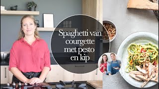 RECEPT Spaghetti van courgette met pesto en kip [upl. by Engedus]