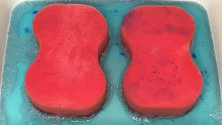 ASMR LARGE SOFT SPONGES SQUEEZING • RINSING ❤️🩵 [upl. by Anircam369]