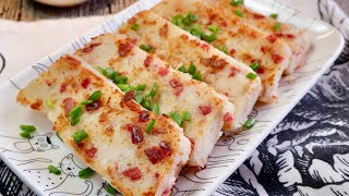 8Ingredient SUPER EASY Dim Sum Turnip  Radish Cake 点心萝卜糕 Chinese Dim Sum Dish Lo Bak Go Recipe [upl. by Grizelda571]