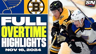 St Louis Blues at Boston Bruins  FULL Overtime Highlights  November 16 2024 [upl. by Anear631]