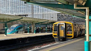 Carlisle Railway Station Cumbria Train Movements 3224 train trainspotting railway [upl. by Evod]