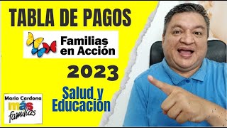 👉💰 TABLA DE PAGOS de FAMILIAS EN ACCION Para el 2023 en SALUD y EDUCACION✅ [upl. by Eiramacissej776]