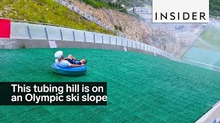 This Tubing Hill Is On An Olympic Ski Jump Slope [upl. by Aerdnahs]