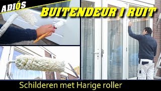 DEUR MET 1 RUIT SCHILDEREN  Schilderen met HARIGE ROLLER Zonder ZAKKERS  Schildersbedrijf Edens [upl. by Anial966]