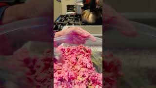 Mixing ground beef with all the ingredients for meatloaf dinner [upl. by Silohcin]