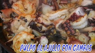 PULPO al AJILLO con GAMBAS receta tradicional recetas en 10 minutos [upl. by Atinram708]